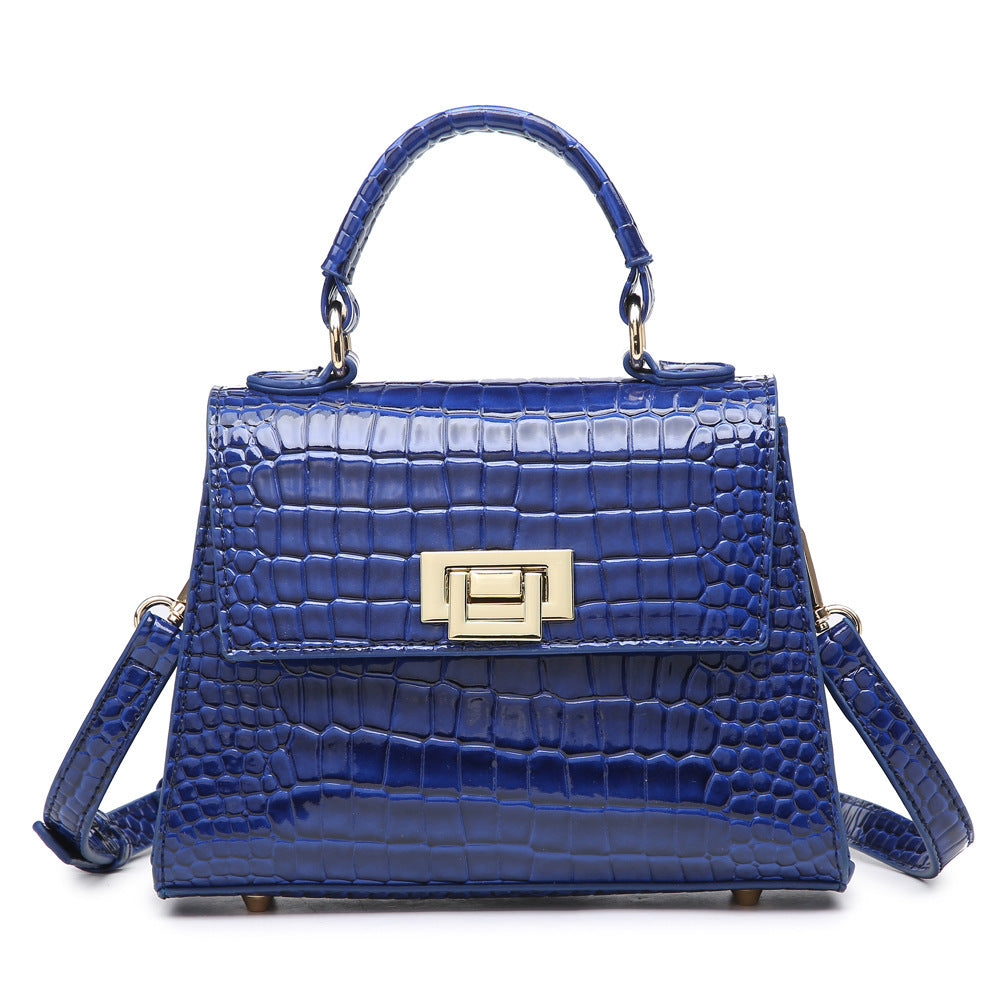 Women's Medium PU One-Shoulder Crocodile Pattern Messenger Bag