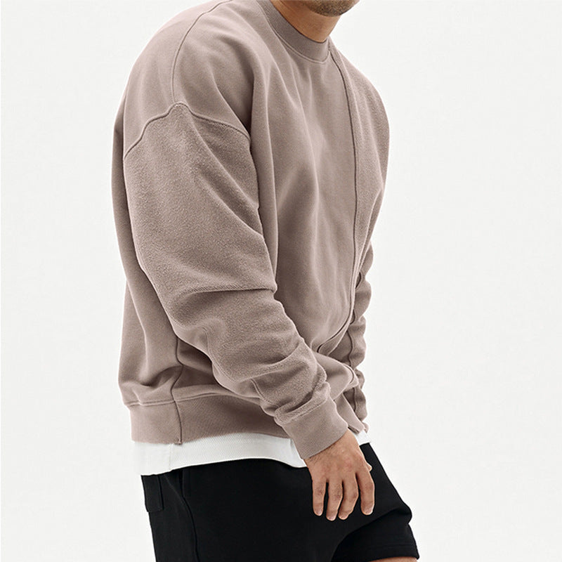 Men's Loose Round Neck Pullover Sweater Cotton Blend