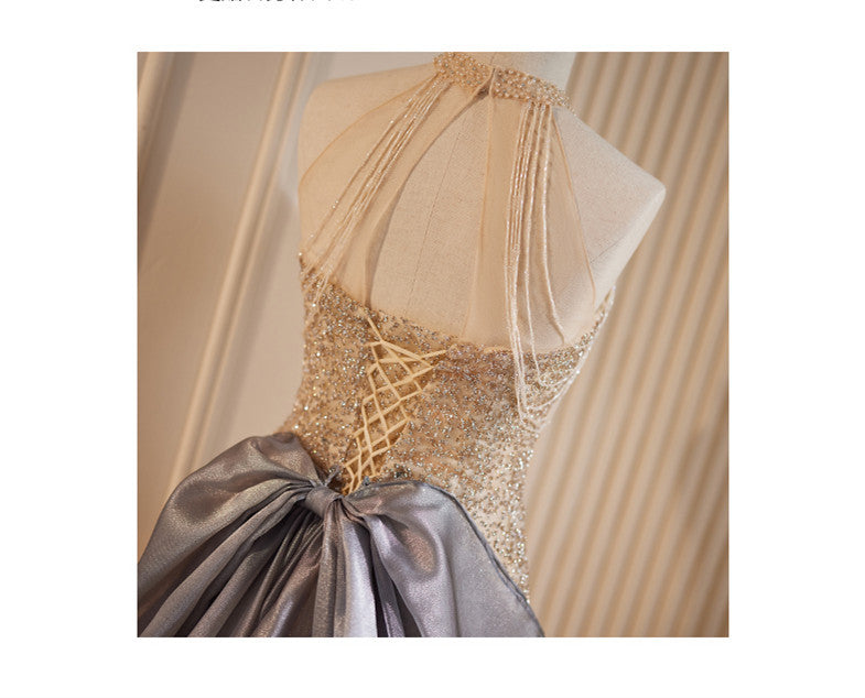 Champagne Tassel Evening Dress Slim Fit Polyester