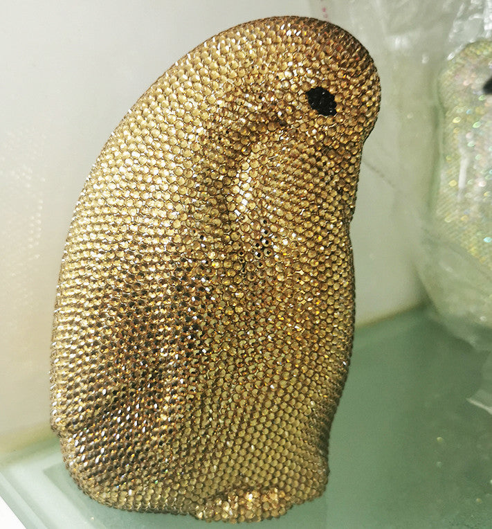 Sac de soirée pingouin avec détails entièrement en strass 18cm