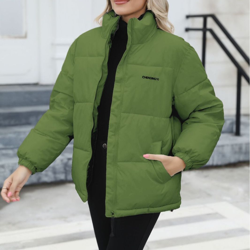 Women’s Winter Casual Windproof Down Cotton Thickened Jacket Solid Outwear