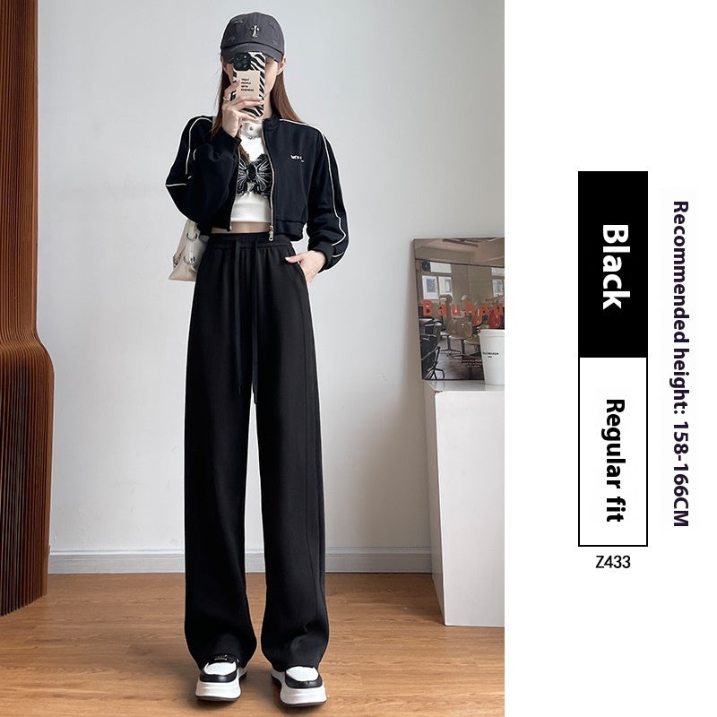 Pantalon d'exercice en coton à taille haute et coupe droite