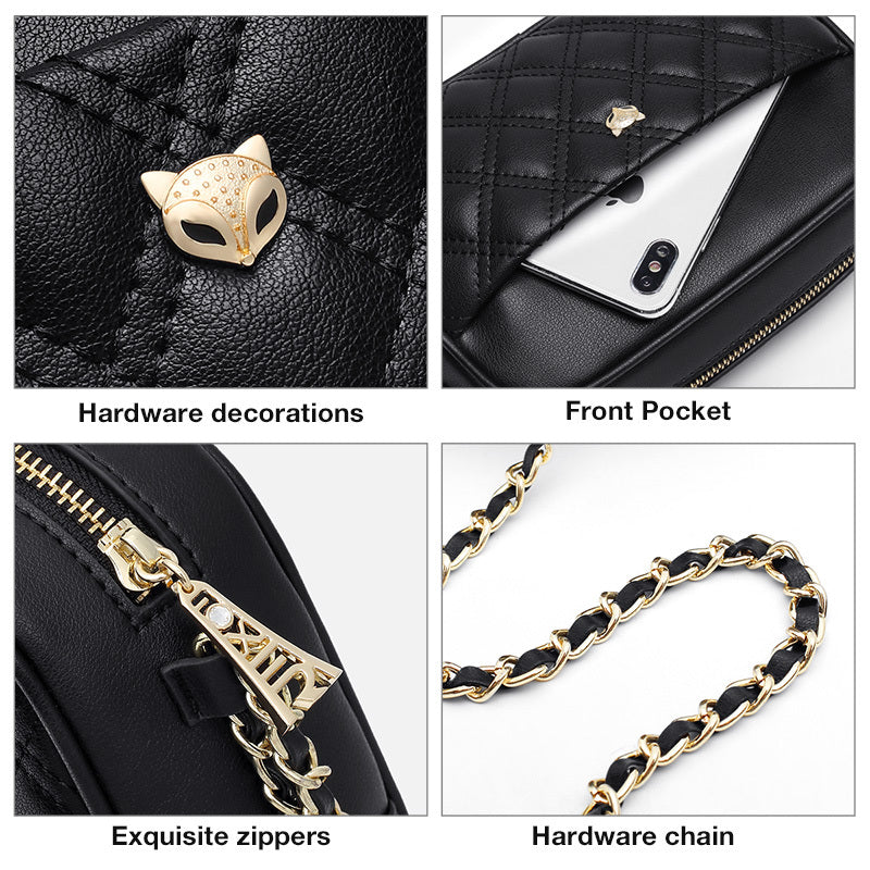 Lingge Small Square Cow Leather Shoulder Bag with Chain