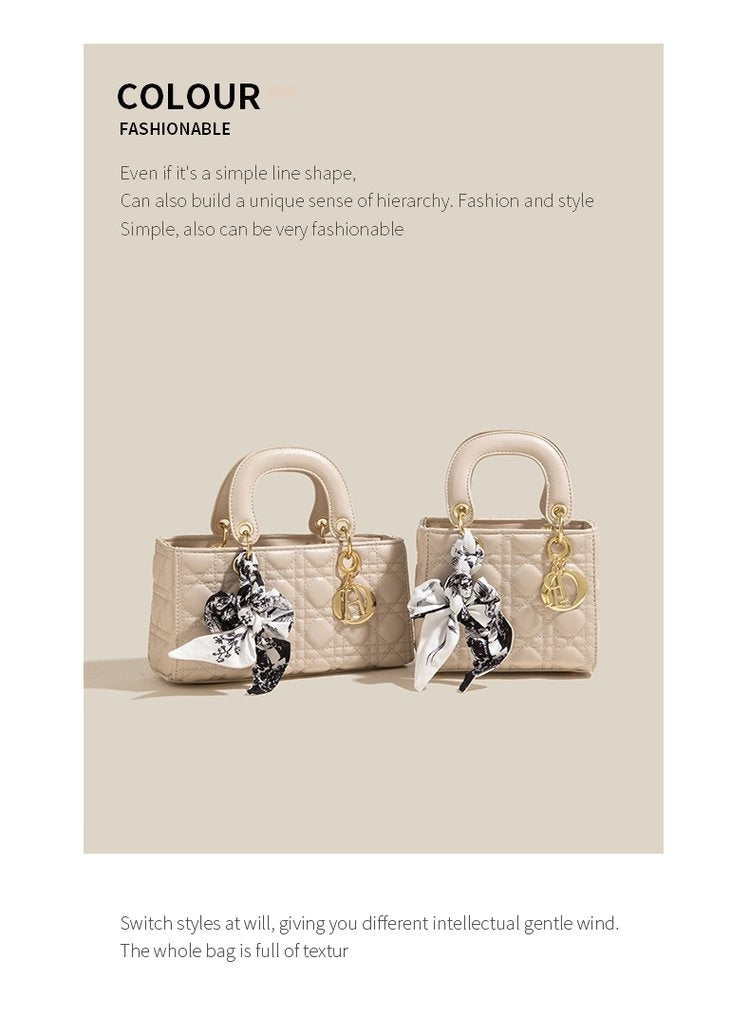 Denim Handbag Women's New-style Fashion Shoulder Niche Texture Rhombus Crossbody Bag