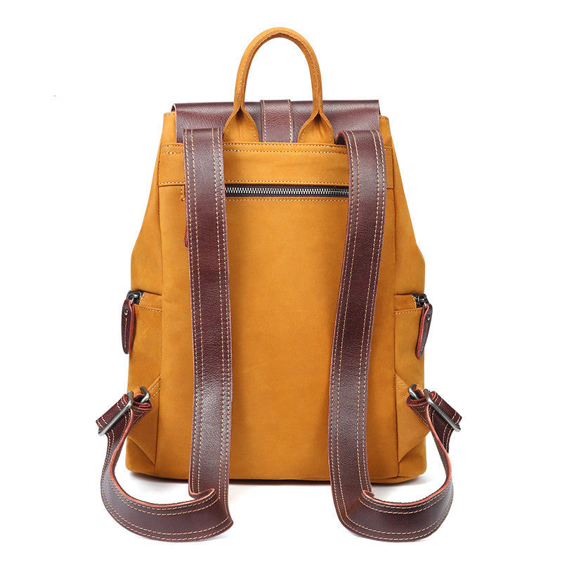 Fashion Contrast Color Ladies Cowhide Backpack 37CM