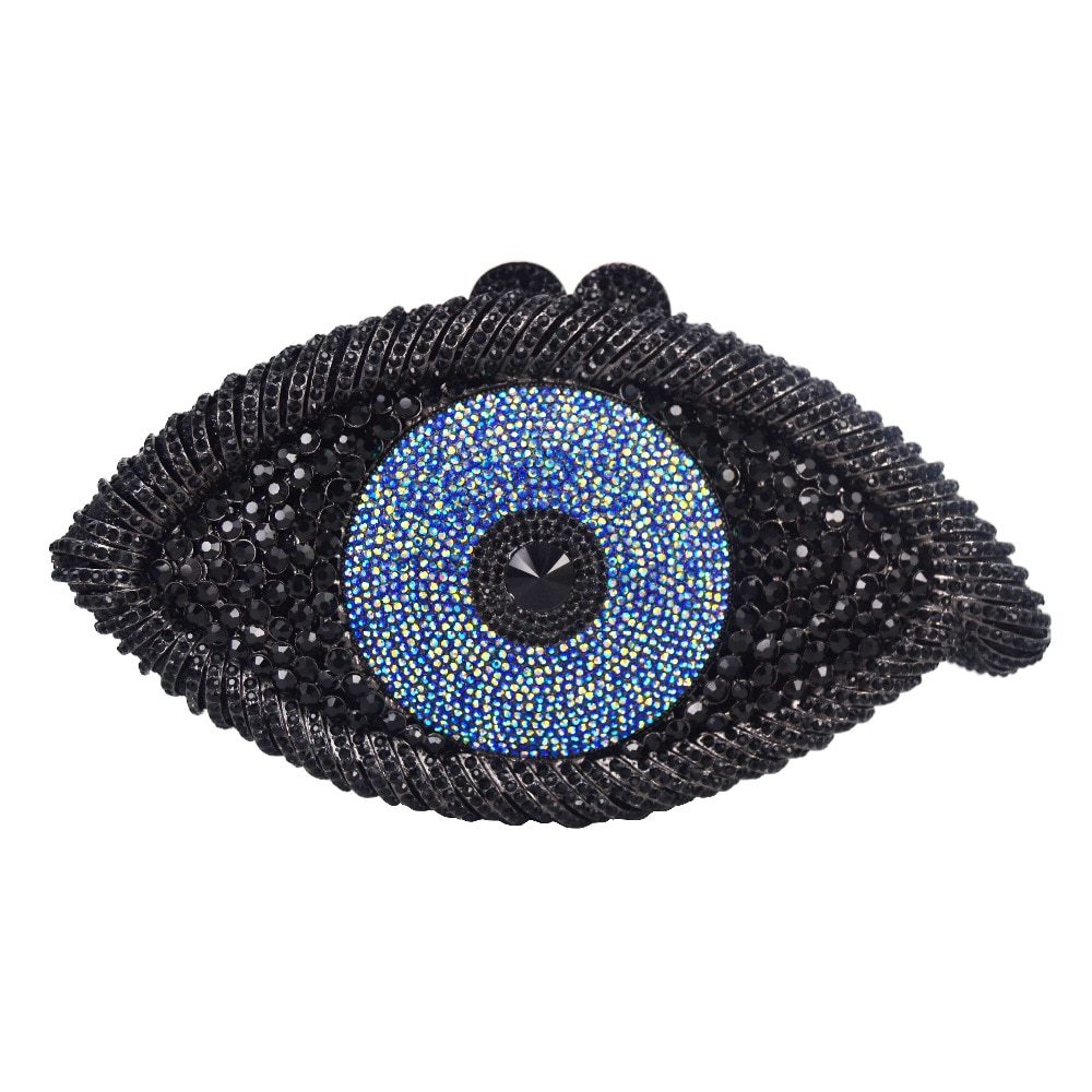 Women's Eye Diamond Evening Bag 23x12x5.5cm Metal Chain Handle