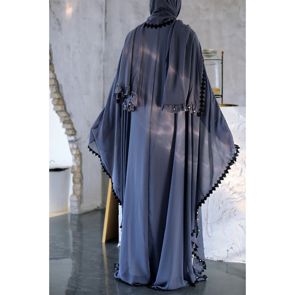 Loose Lace-Up Long Sleeve Chiffon Cardigan Robe for Middle Eastern Women