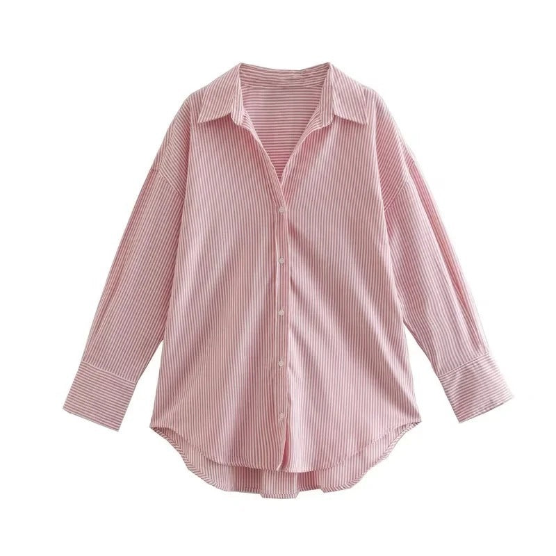 Chemise Popeline Multi-Couleur Décontractée Urbaine Manches Longues Fibre de Polyester