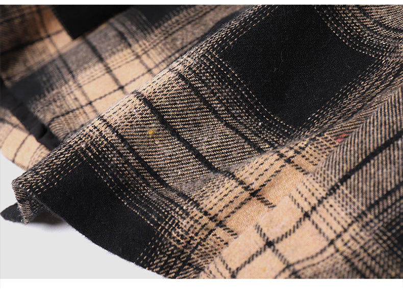 High waist plaid irregular shorts