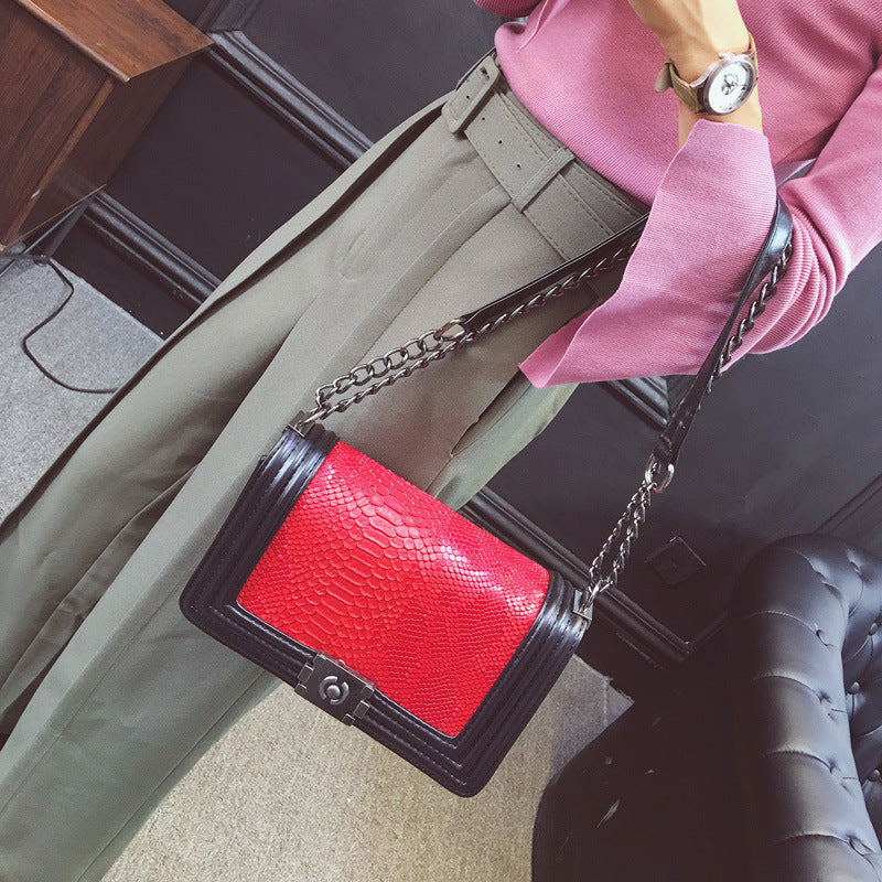 Snake Lock PU Shoulder Bag 25CM