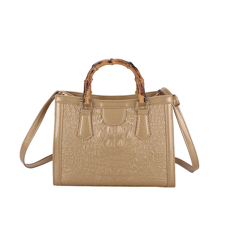 High-End PU Textile Women's Commuter Handbag