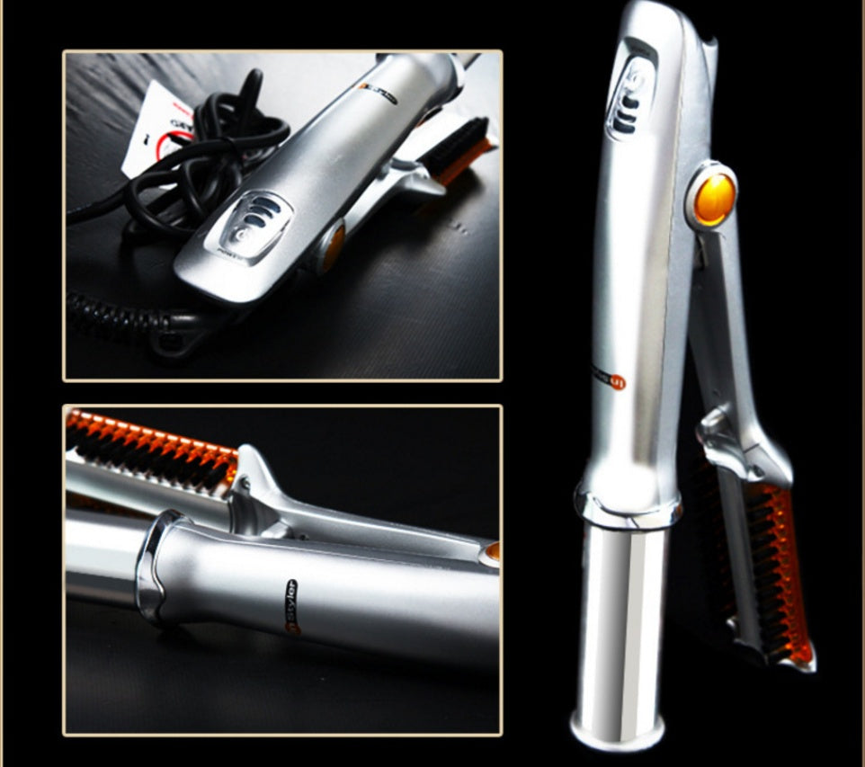 2-in-1 Hair Straightener and Curler Silver White Dual Purpose Tool