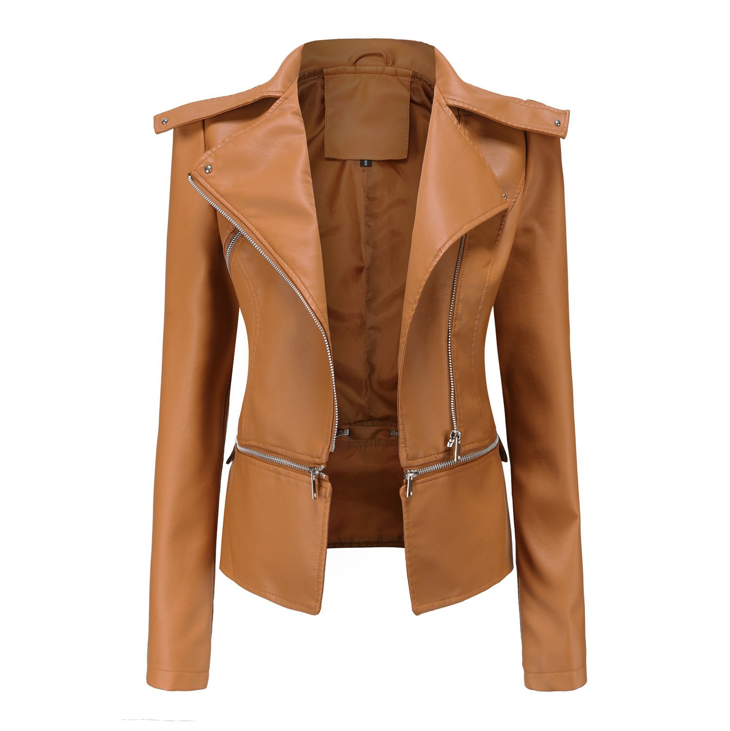 Slim Fit Motorcycle Jacket in Faux Leather, Multiple Colors & Sizes
