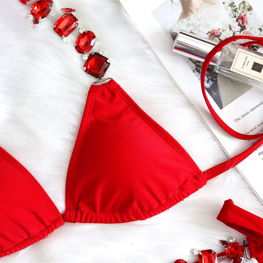 bikini de luxe à bretelles fendues et diamants