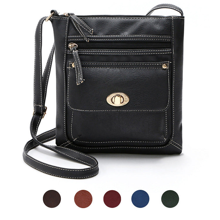 Retro PU Leather Pouch Small Crossbody Bag 24x22cm