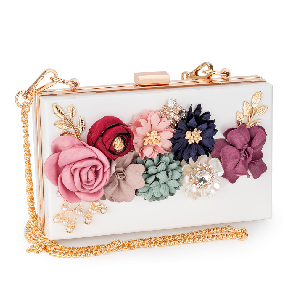 Transparent Flower Acrylic Square Bag for Women