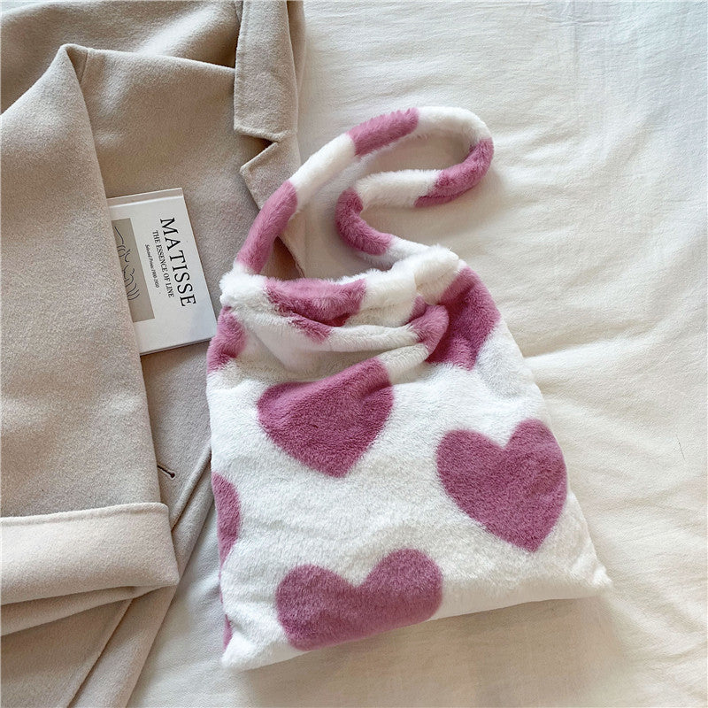 Grand sac shopping en peluche d'hiver pour femmes