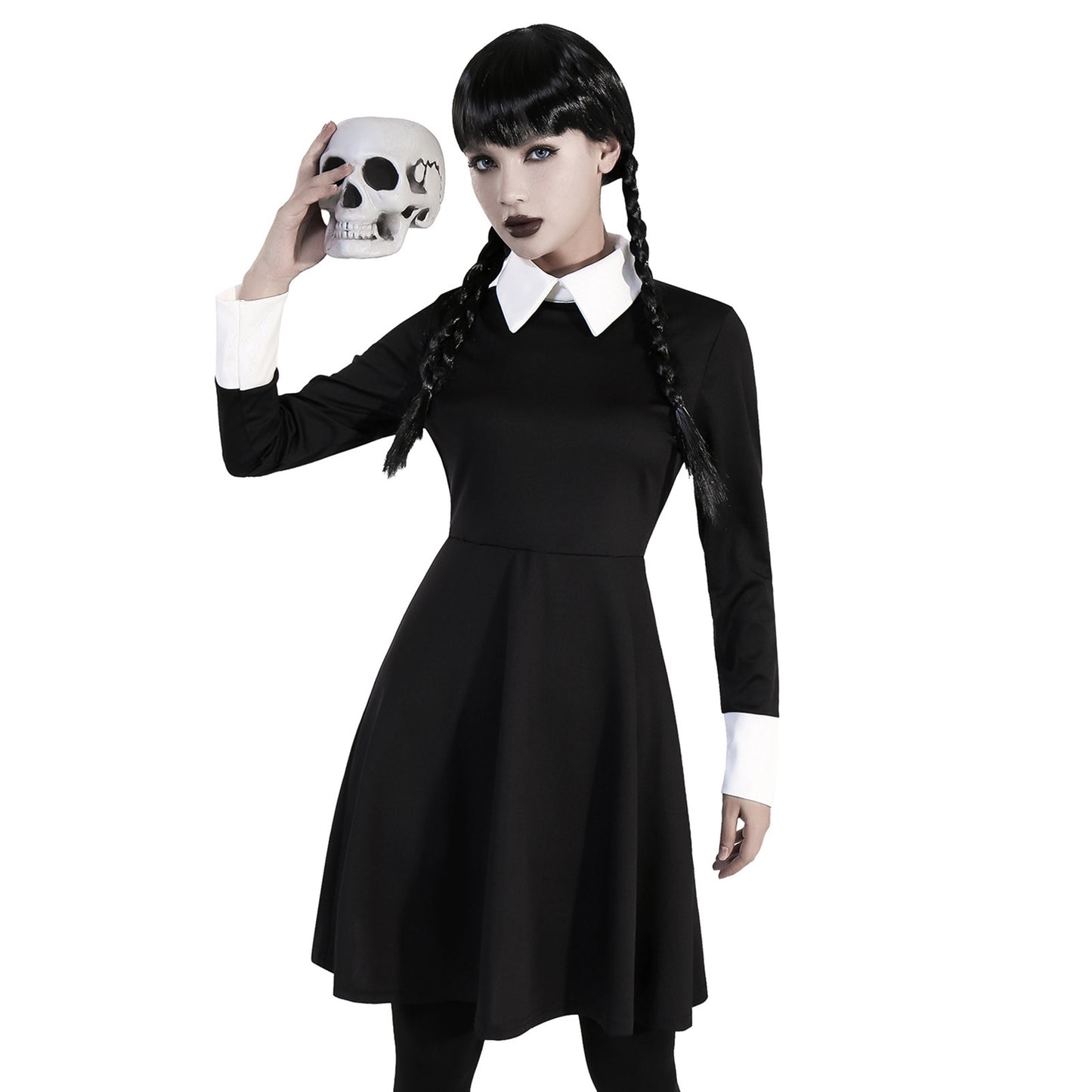 Women's Dark Retro Black Polyester Halloween Dress
