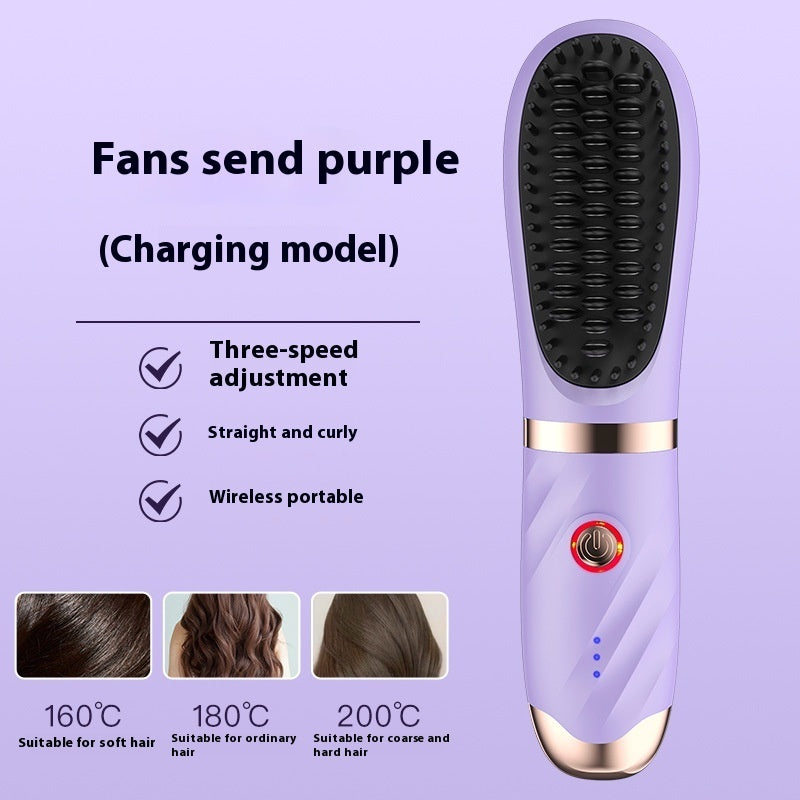 Mini Peigne Lissant Chauffant avec Ions Négatifs Soin Capillaire Doux Massant