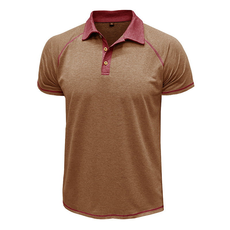 Men's Short-Sleeve Lapel Polo T-Shirt Polyester Fiber