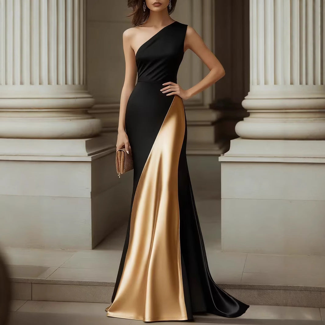 Elegant Black Satin Mermaid Dress for Women