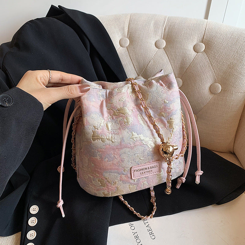Woven Embroidered Jacquard Chain Crossbody Bag for Women