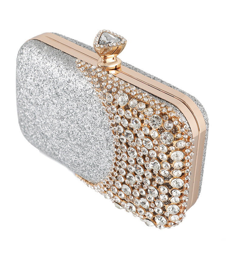Sac de Soirée Ovale Incrusté de Diamants pour Femme – Petit Sac de Dîner en Alliage