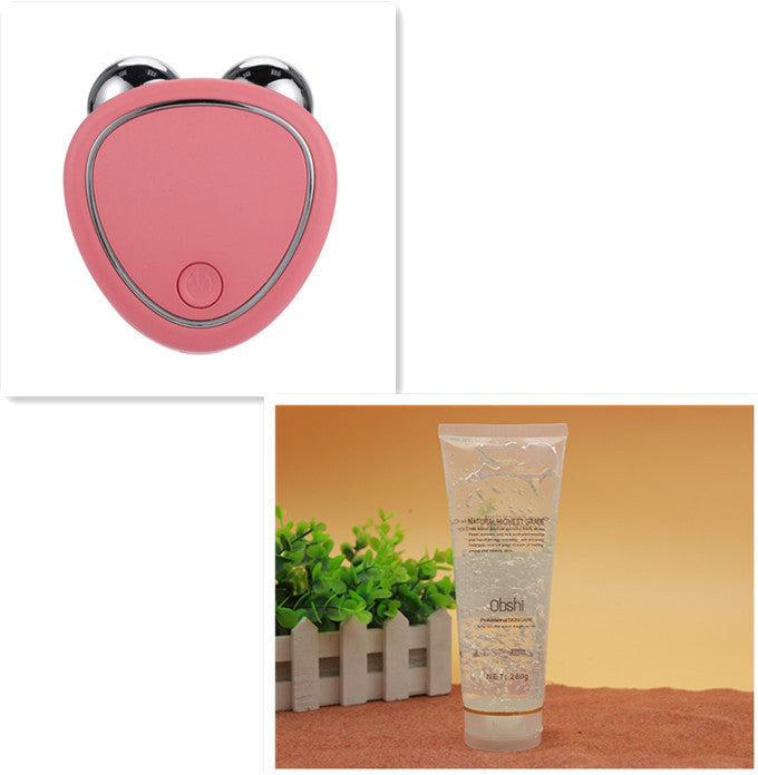 Portable Micro-Current Facial Beauty Instrument with Double Roller Massager for Lifting, Thinning & Reducing Edema