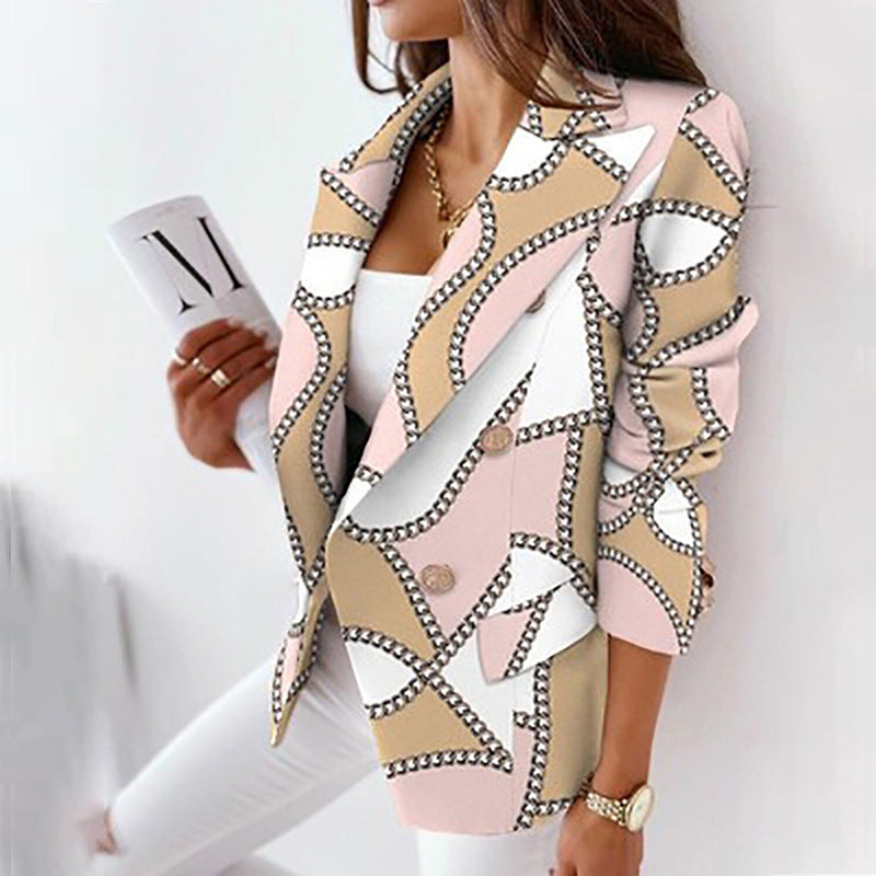 3D Color Print Slim Fit Suit Jacket for Women