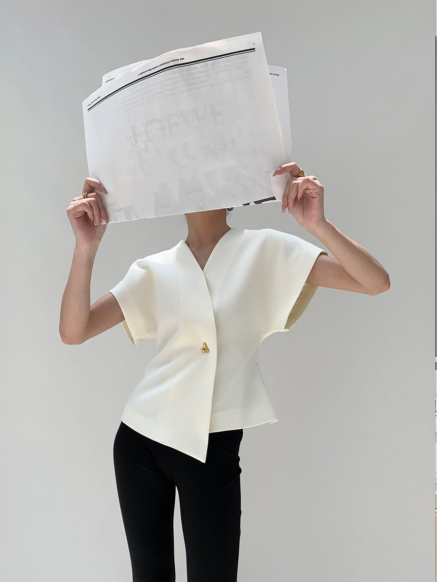 Design Sense Slim Fit Fitted Waist Vest Irregular Solid Top