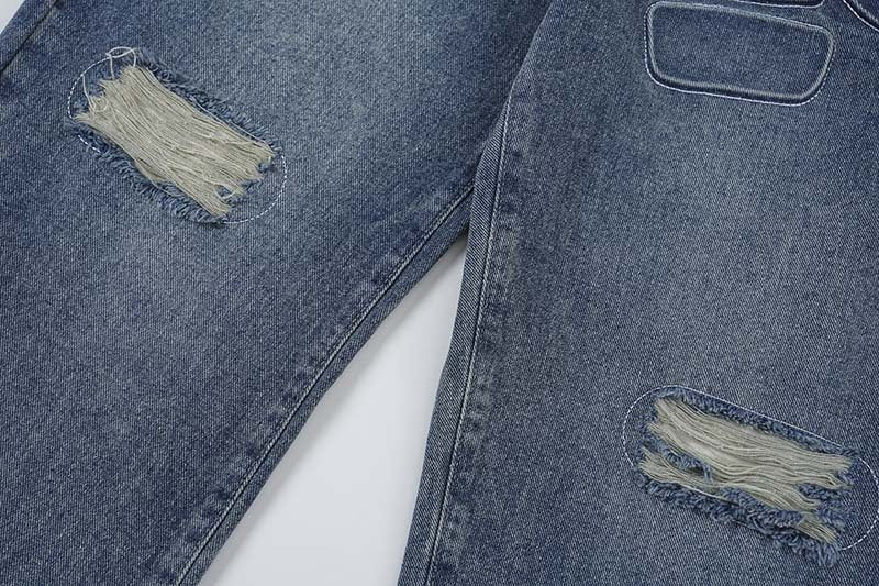 American-Style Retro Washed Wide-Leg Jeans for Men