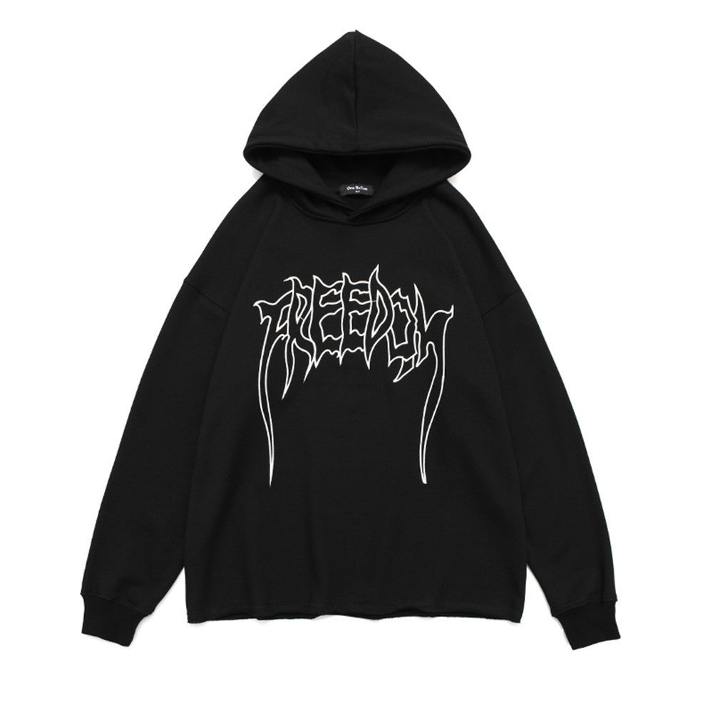 Sweat-shirt à capuche en coton effiloché brodé de lettres