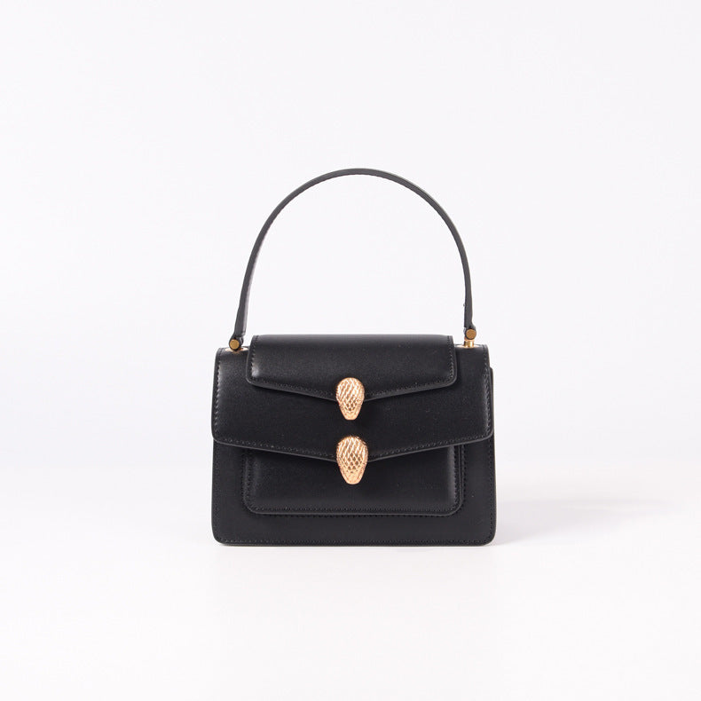 Double Snake Head Small Square Bag with Chain Strap