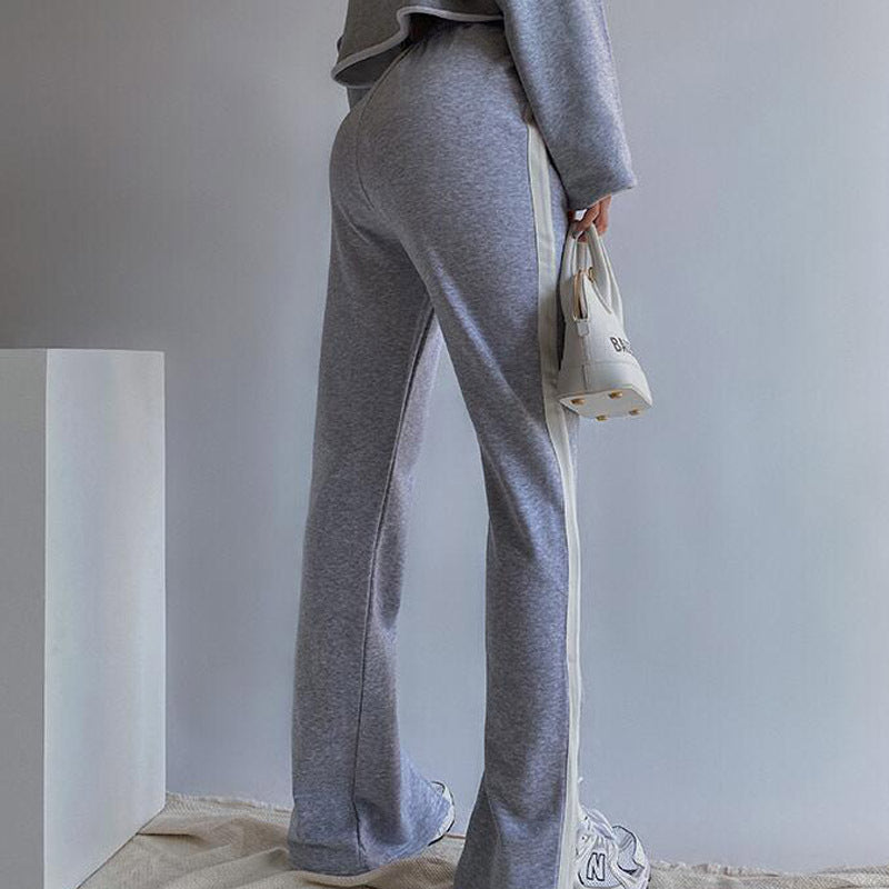 High Waist Cotton Split Loose Straight Leg Casual Pants