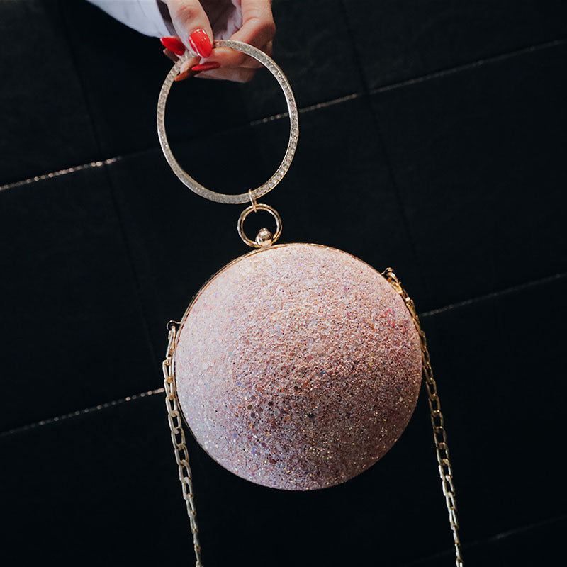 Round Ball Chain PU Messenger Bag for Women