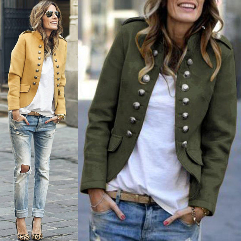 Cotton Button Blazer in Asian Sizes S-XL