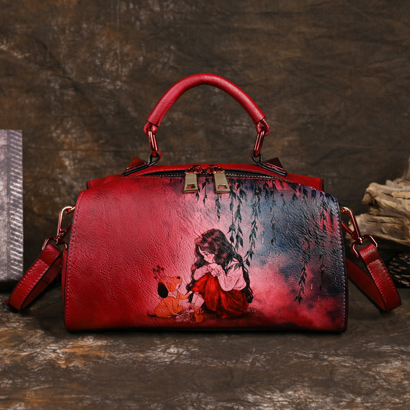 Sac à bandoulière multifonctionnel grande capacité pour femmes à dégradé dessiné à la main