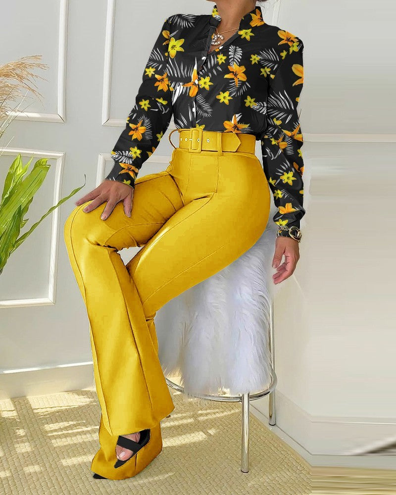 Fashion Printed Casual Women's British Style Suit