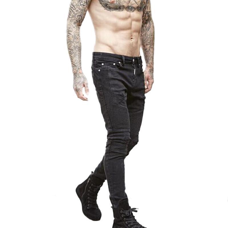 Jean motard déchiré extensible pour homme