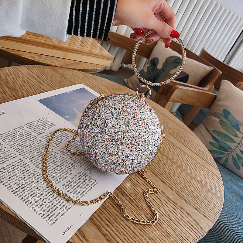 Round Ball Chain PU Messenger Bag for Women