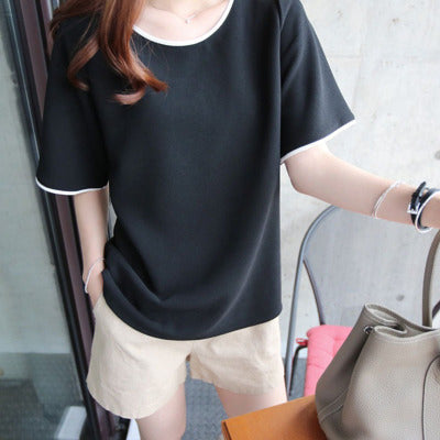 Solid Color Oversized Short-Sleeve Bottoming Shirt