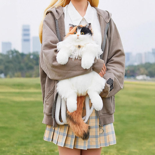 Three Flower Cat Plush Toy Simulation Backpack