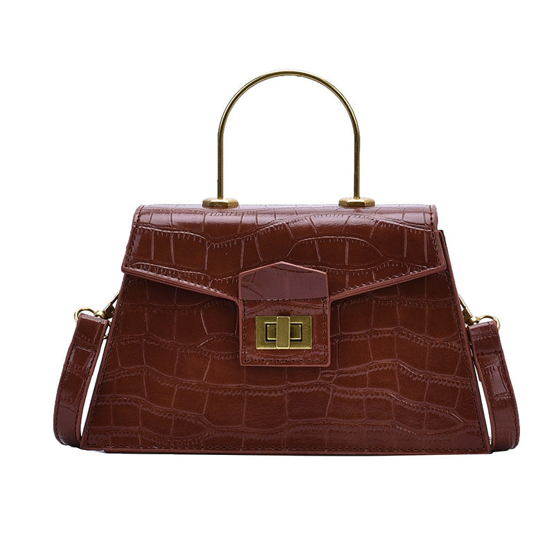 Korean Style Crocodile-Print PU Shoulder Bag