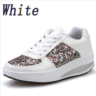 Sequin Canvas Women's High-Top Sneakers with Vulcanized Sole