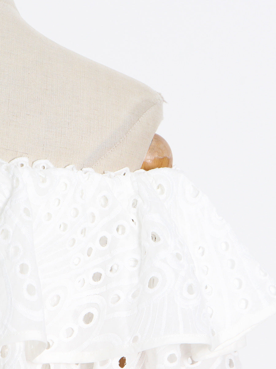Ensemble chemise irrégulière à volants et jupe sirène taille haute pour femme
