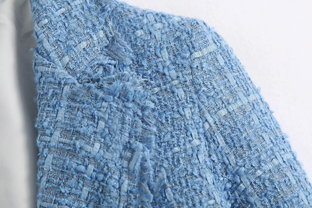Retro Loose Tweed Plaid Women's Blazer Jacket Casual Streetwear