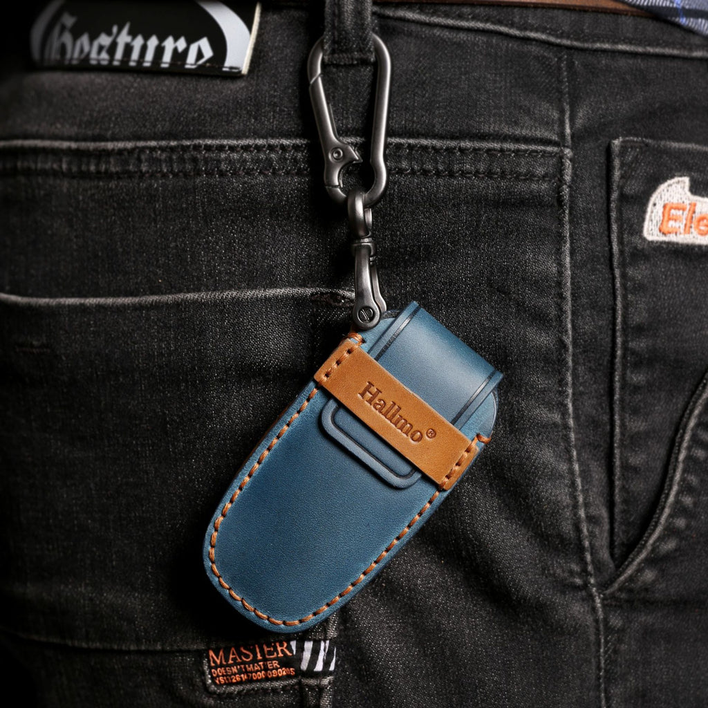Housse de clé de voiture en cuir véritable faite à la main – Cuir de vachette haut de gamme