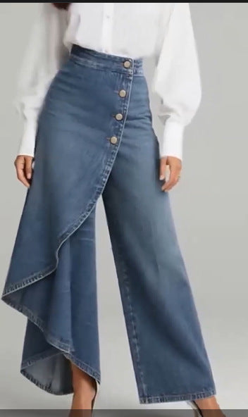 Women’s Solid Color Wide-Leg Style Printed Pants