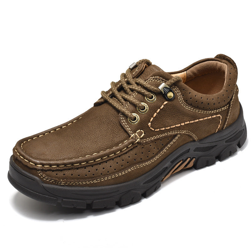 Men's British Style Business Casual Cowhide Lace-Up Shoes