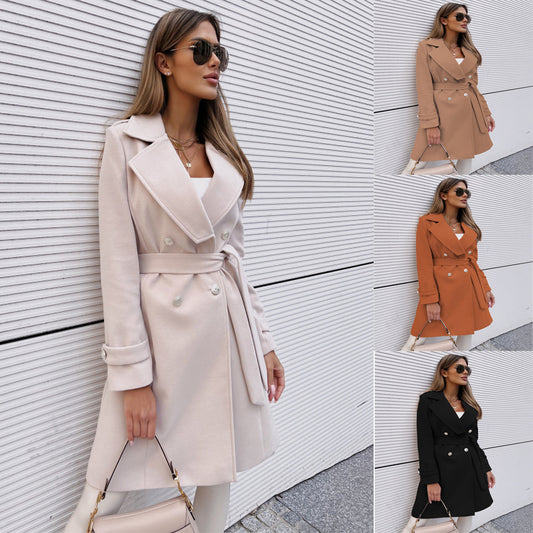 Women’s Autumn Winter Woolen Overcoat Polyester Coat